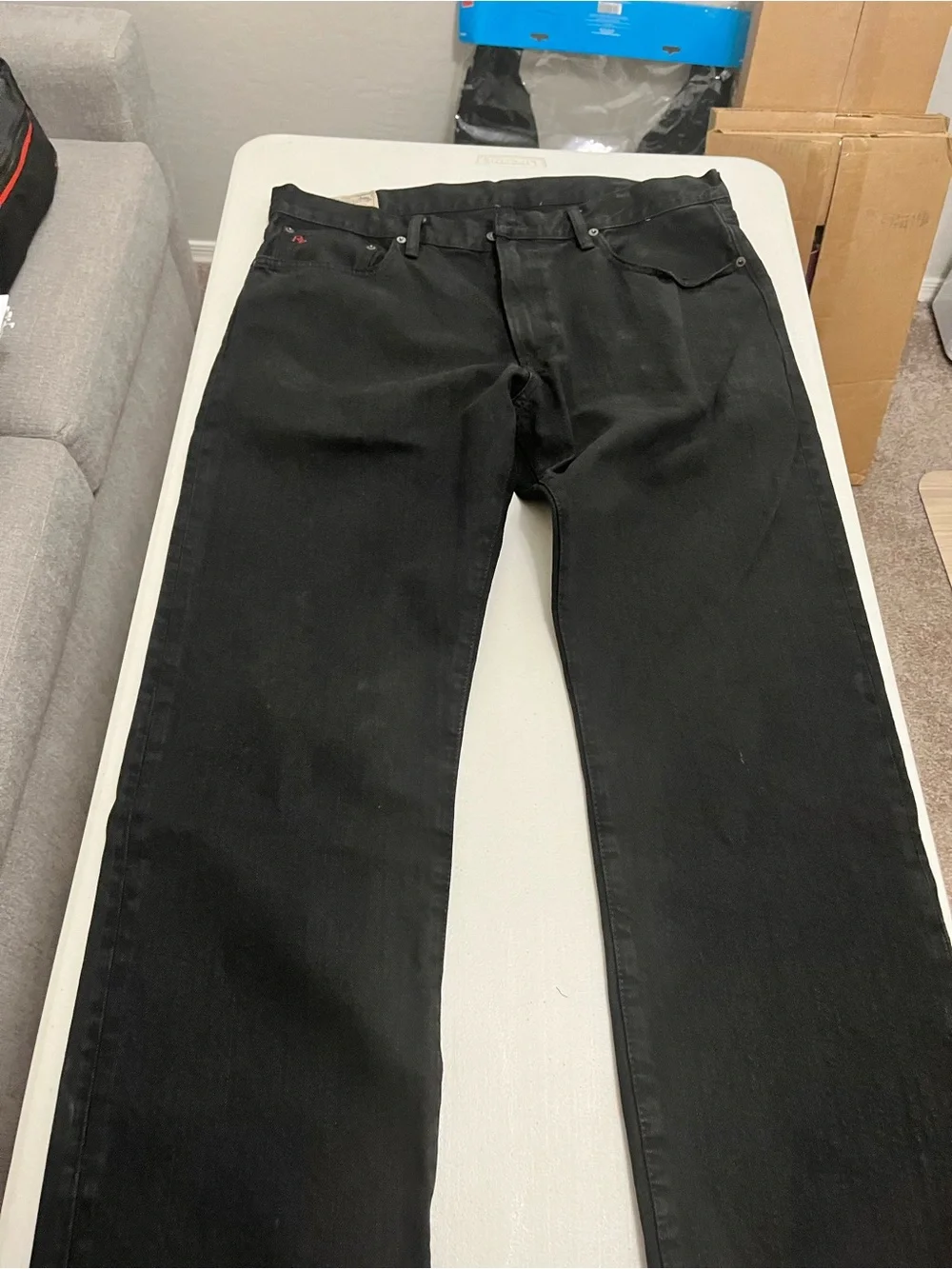 Ralph Lauren Straight leg Men’s Black Jeans with Red RL Accent